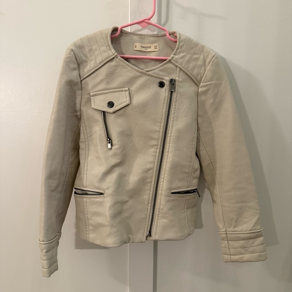 Mango Kids Cream faux leather Jacket